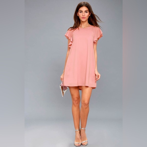 Lulus Lookin' Cute Mauve Pink Short Sleeve Shift Dress Size Small - Picture 1 of 10